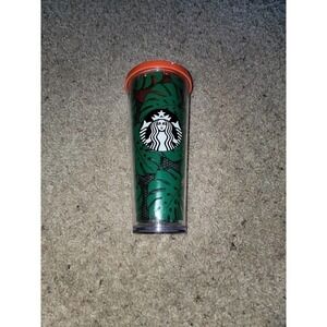 Starbucks Tropical Green Palm Banana Leaf w/Coral Venti 24oz Cold Cup